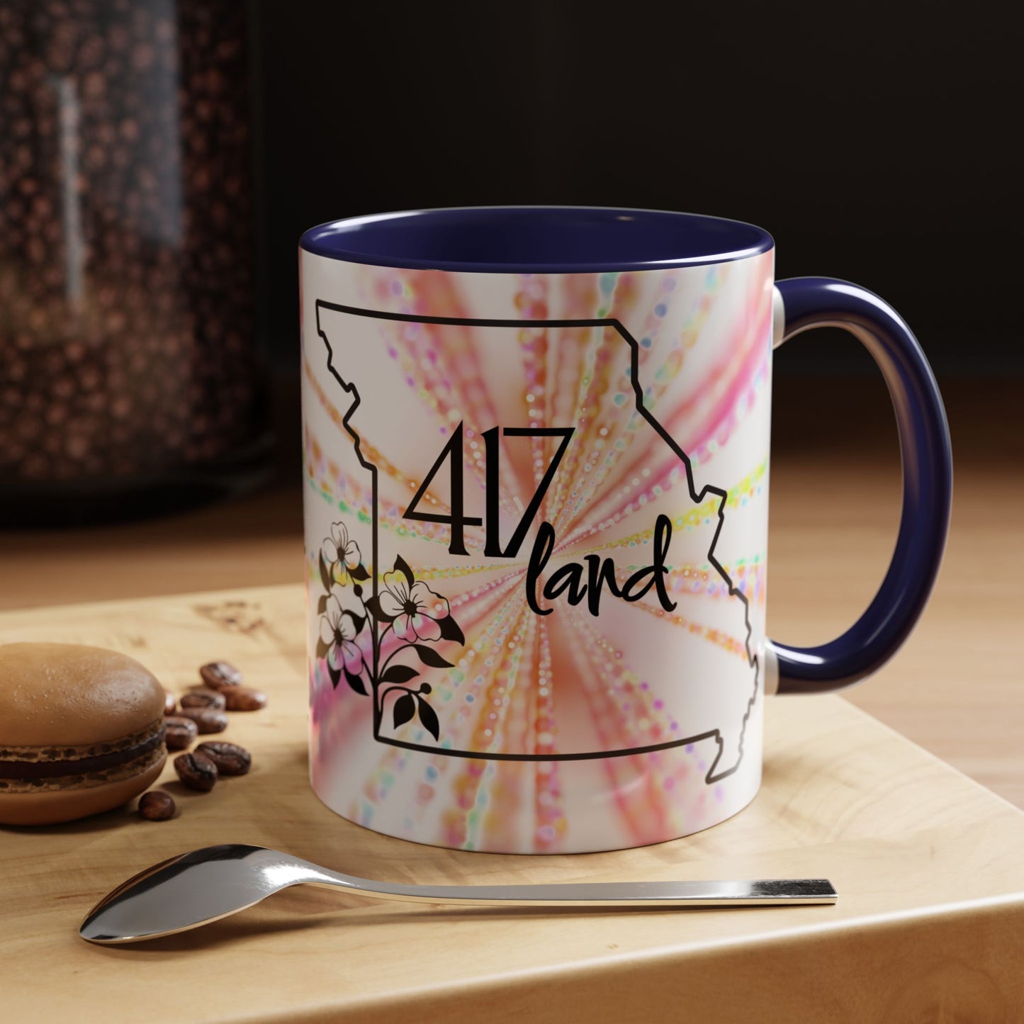 417 Land Missouri Coffee Mug — Floral State Outline Accent Mug (11/15 oz)