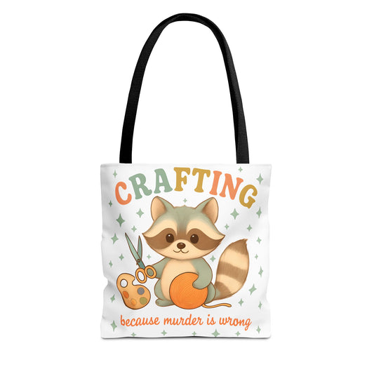 Funny Crafting Raccoon Tote Bag