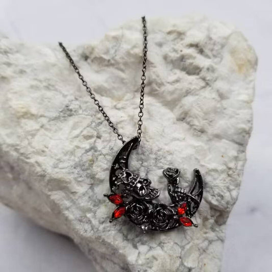 Skull Moon Necklace Gothic Halloween