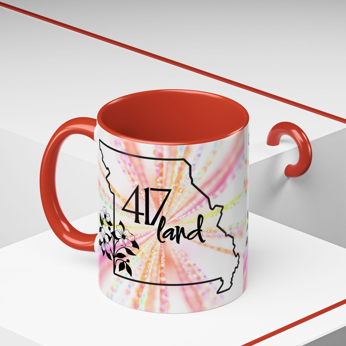 417 Land Missouri Coffee Mug — Floral State Outline Accent Mug (11/15 oz)