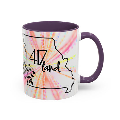 417 Land Missouri Coffee Mug — Floral State Outline Accent Mug (11/15 oz)