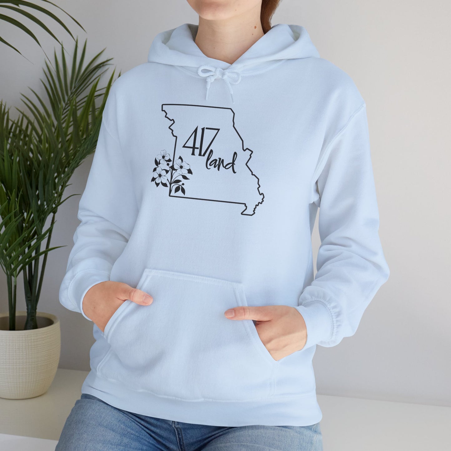 Missouri 417 Land Hoodie — Floral State Outline Sweatshirt