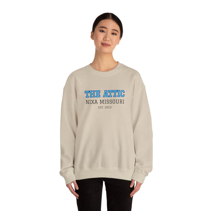 Crewneck Sweatshirt — The Attic Nixa Missouri Est. 2023 College-Style Pullover