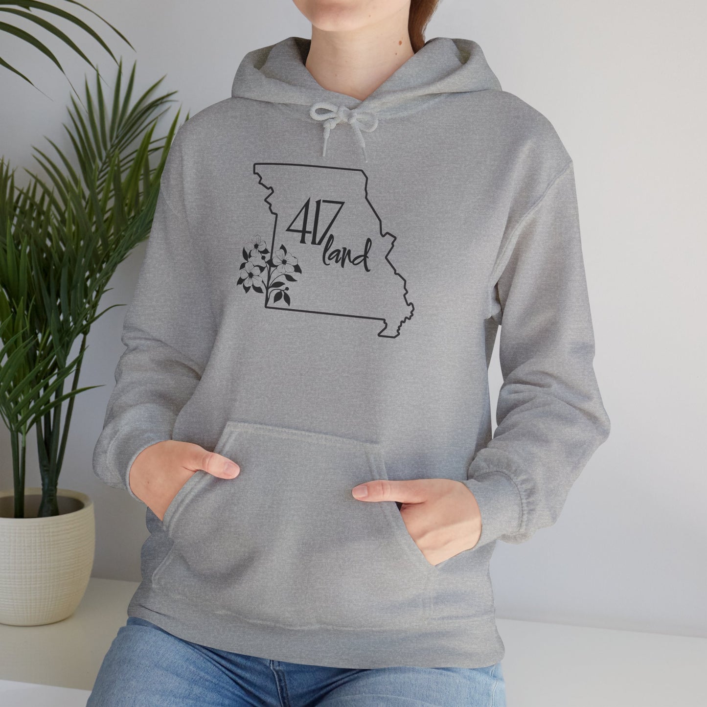 Missouri 417 Land Hoodie — Floral State Outline Sweatshirt