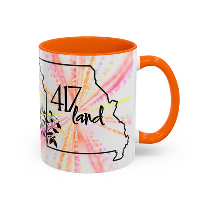 417 Land Missouri Coffee Mug — Floral State Outline Accent Mug (11/15 oz)