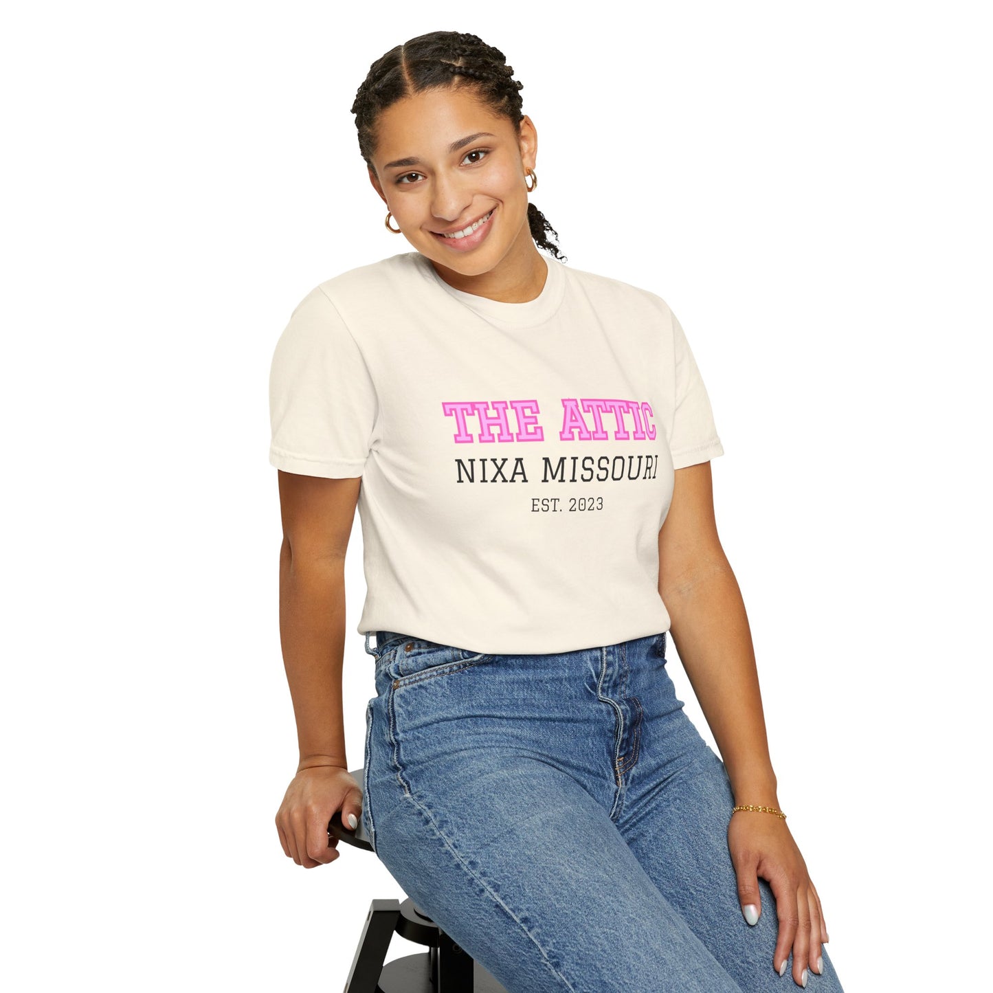 The Attic Nixa Missouri T-Shirt — Vintage Local Boutique Tee (Est. 2023)