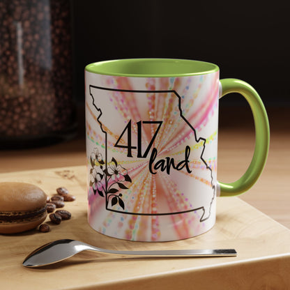 417 Land Missouri Coffee Mug — Floral State Outline Accent Mug (11/15 oz)