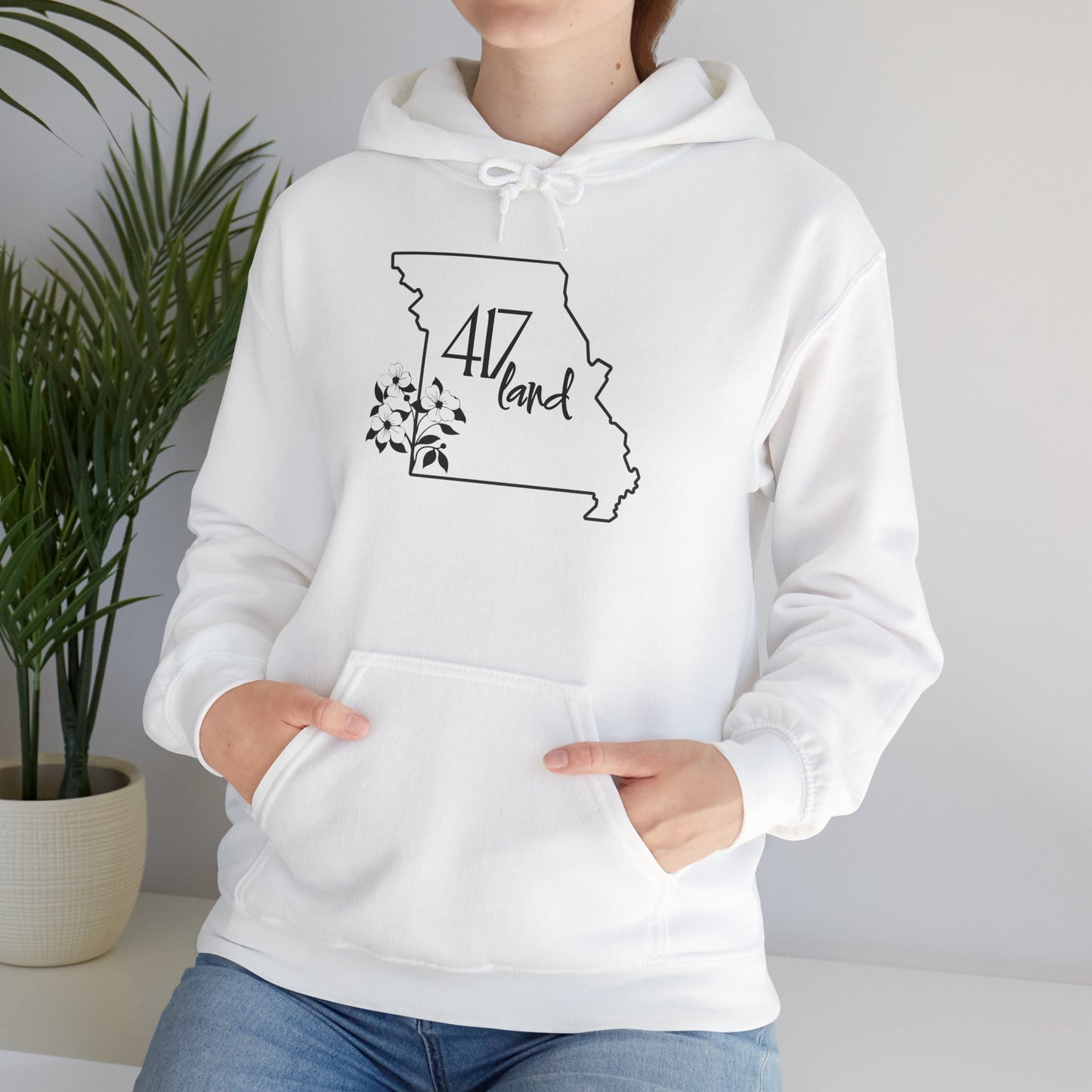 Missouri 417 Land Hoodie — Floral State Outline Sweatshirt