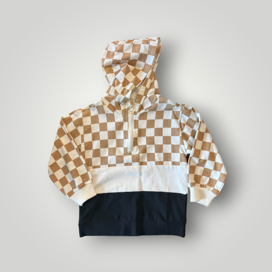 Autumn Checkerboard Half-Zip Hoodie