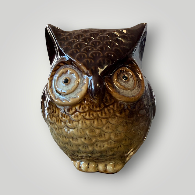 Vintage Glazed Owl Figurine 🦉🤎