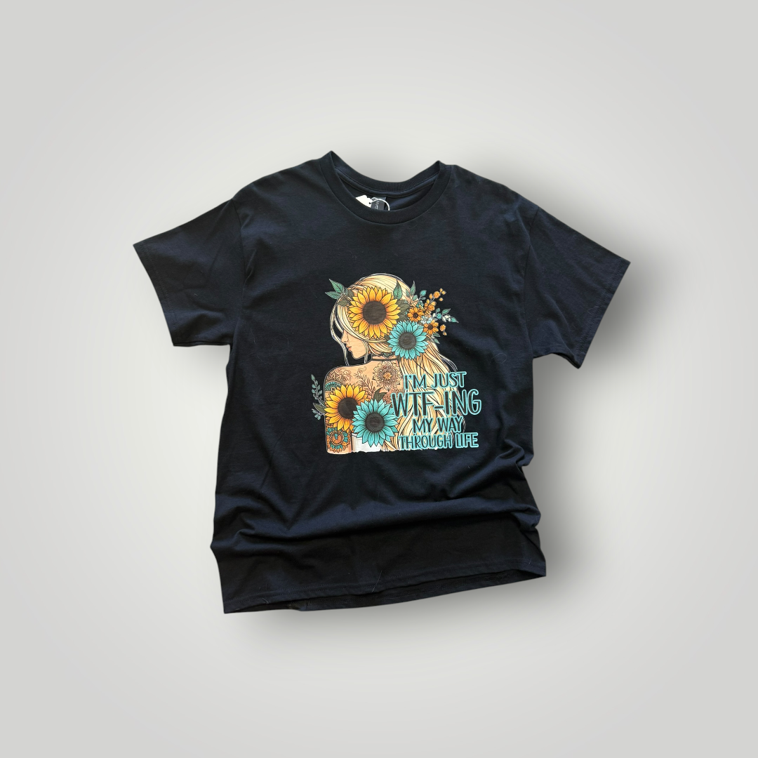 WTF-ing My Way Through Life Sunflower Graphic T-Shirt