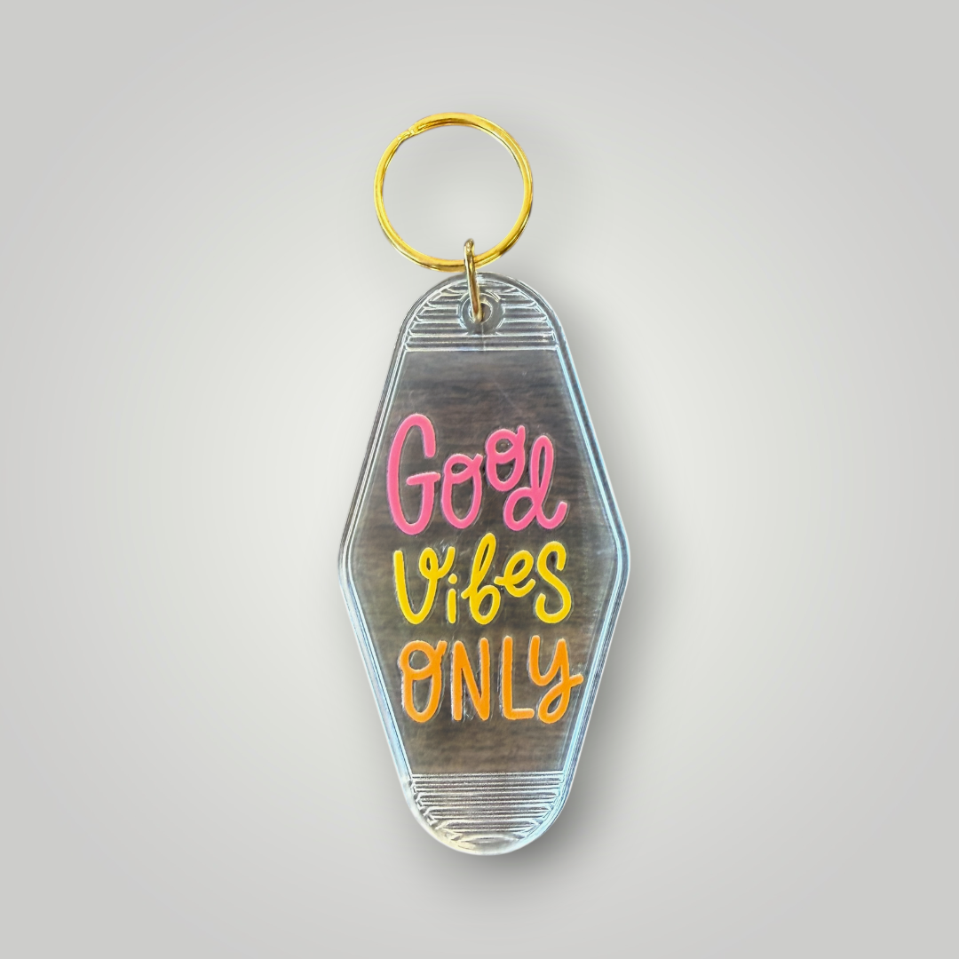 Clear Retro Good Vibes Motel Keychain Collection