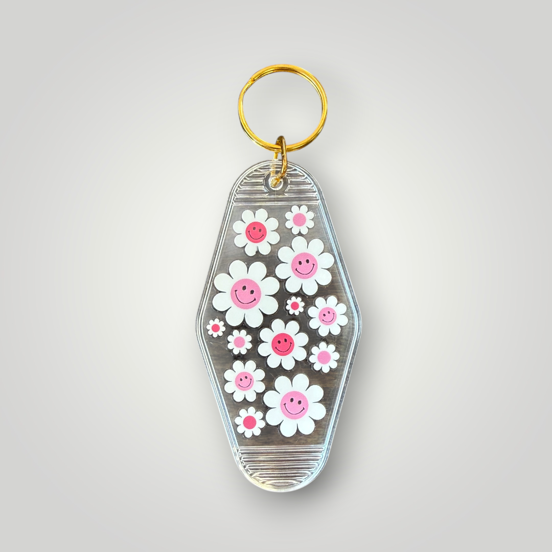 Clear Retro Good Vibes Motel Keychain Collection