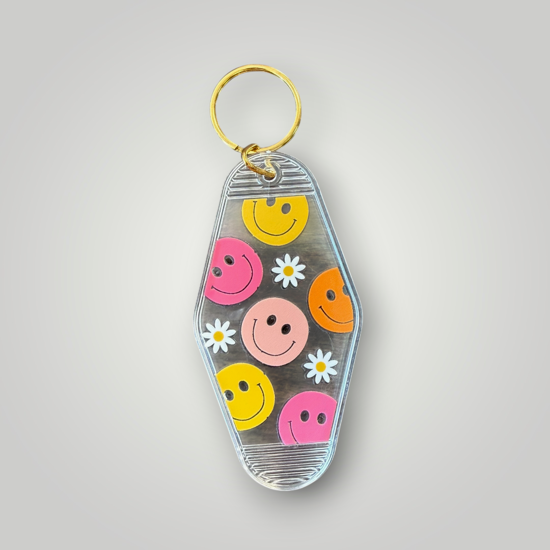 Clear Retro Good Vibes Motel Keychain Collection
