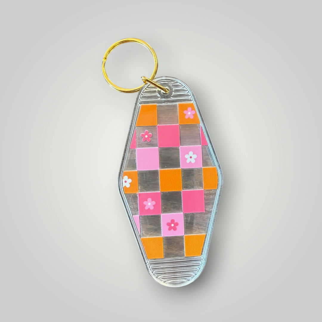 Clear Retro Good Vibes Motel Keychain Collection