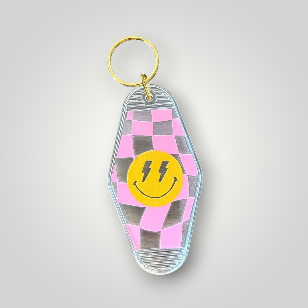 Clear Retro Good Vibes Motel Keychain Collection