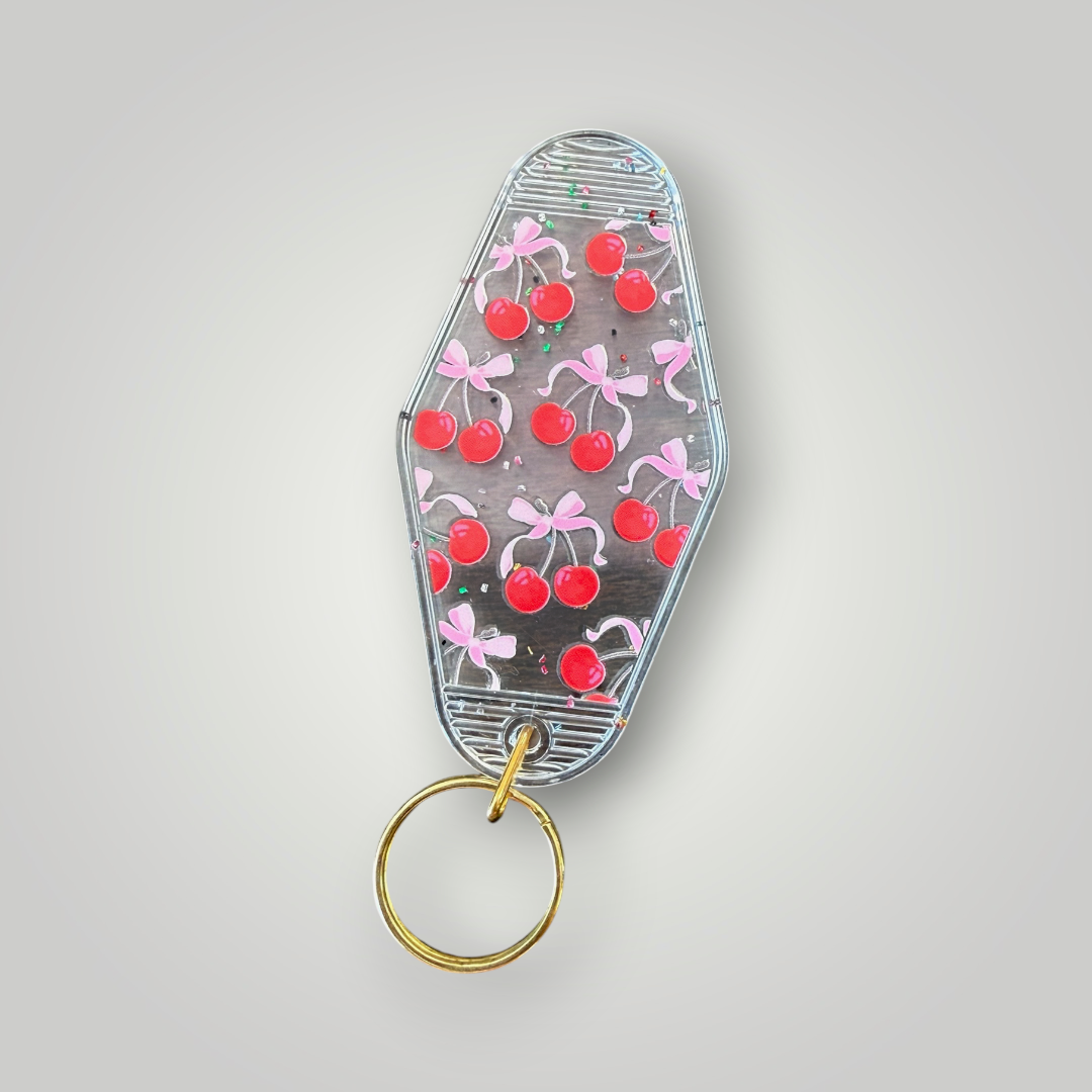 Clear Cherries & Bows Retro Motel Keychain Collection