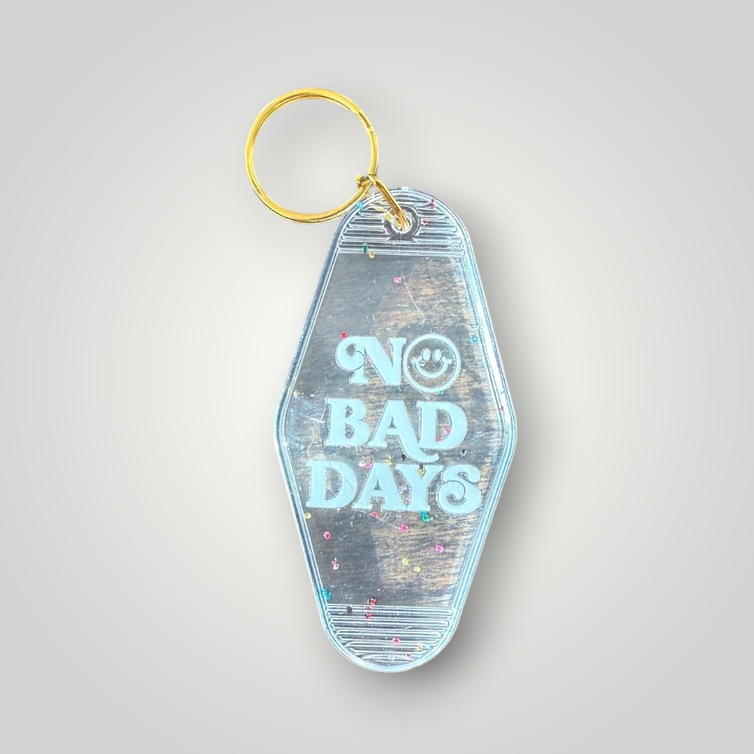 Clear Sparkle Good Vibes Retro Motel Keychain Collection