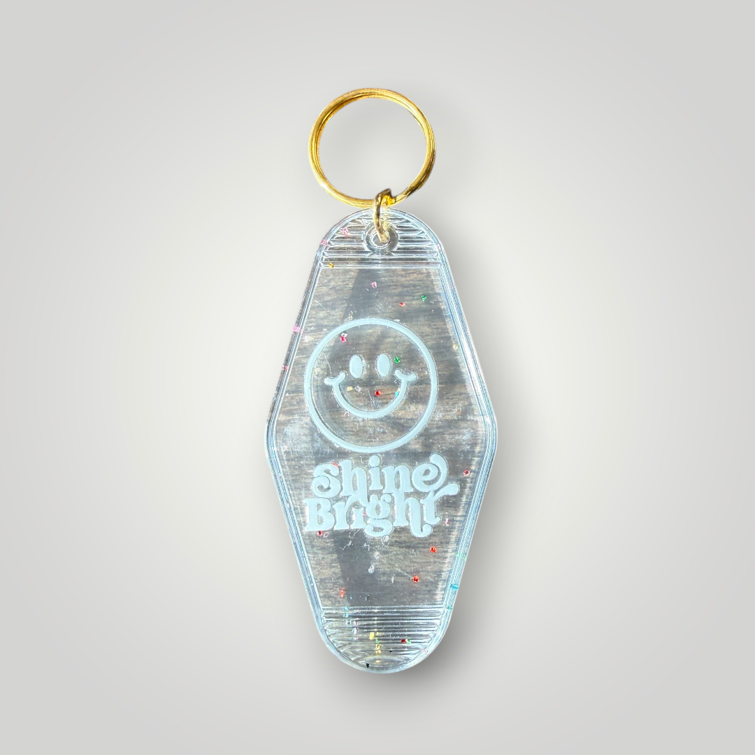 Clear Sparkle Good Vibes Retro Motel Keychain Collection