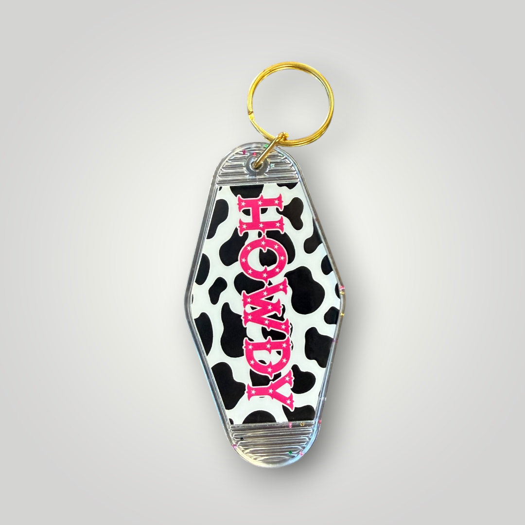 Clear Pink Cowgirl Retro Motel Keychain Collection