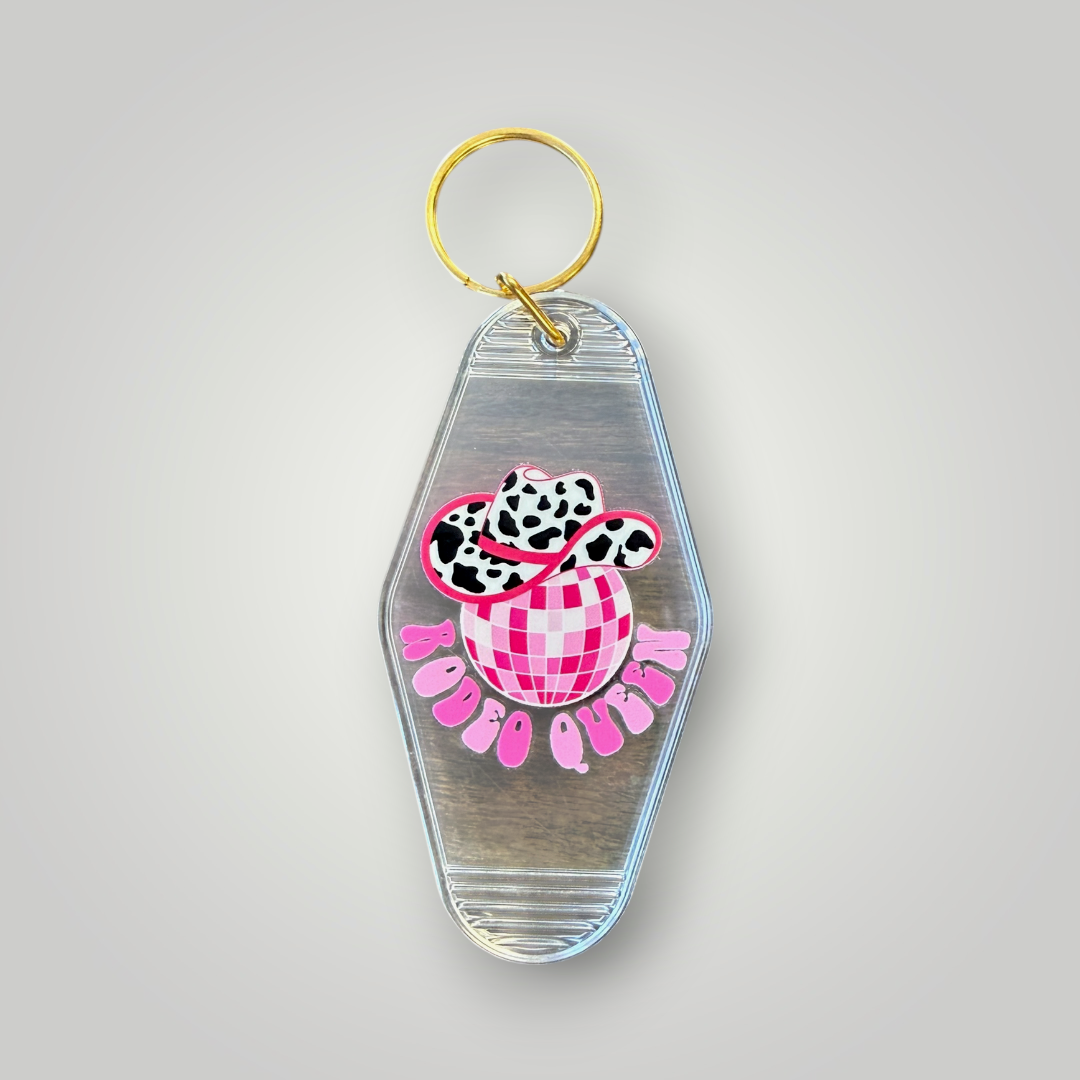 Clear Pink Cowgirl Retro Motel Keychain Collection