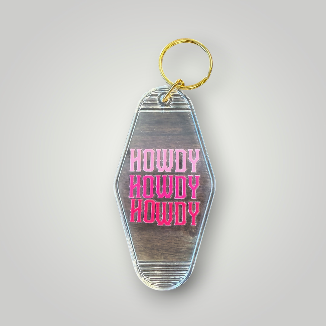Clear Pink Cowgirl Retro Motel Keychain Collection