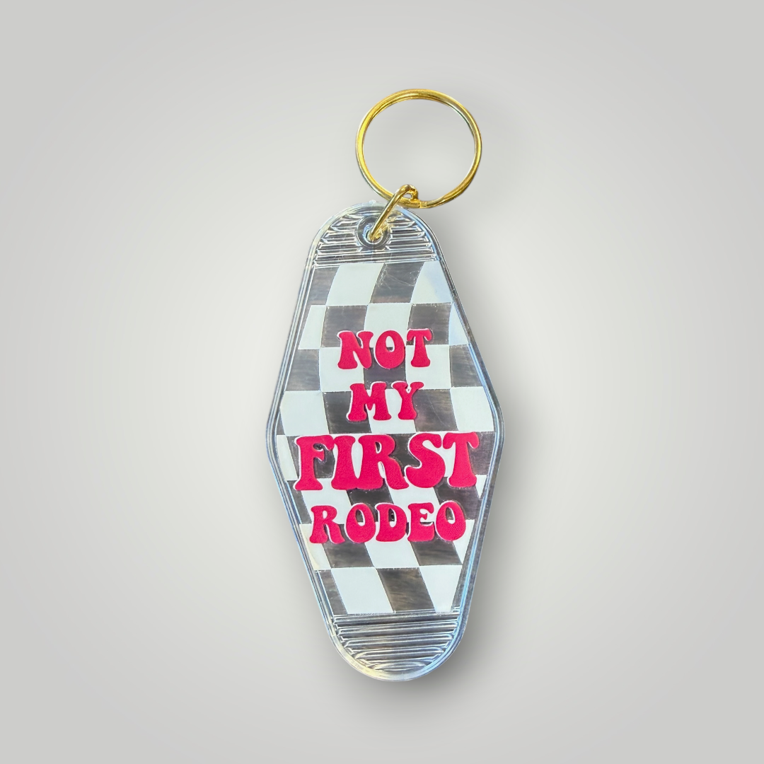Clear Pink Cowgirl Retro Motel Keychain Collection
