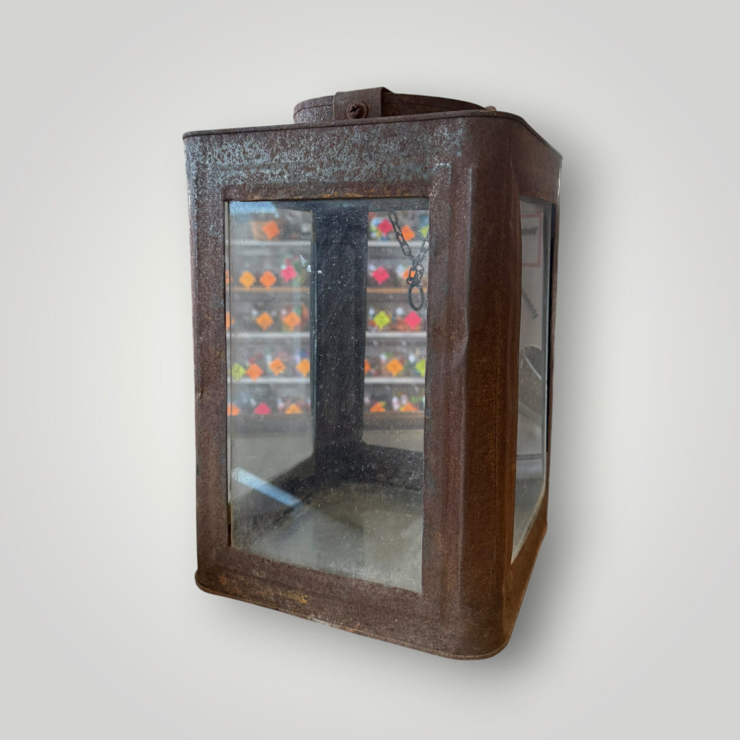 Vintage Rustic Metal & Glass Hanging Lantern