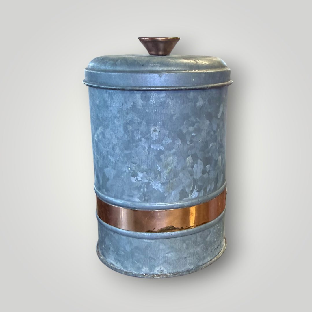 Galvanized Metal & Copper Accent Canister with Lid