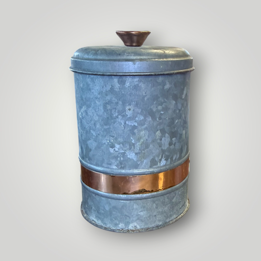 Galvanized Metal & Copper Accent Canister with Lid