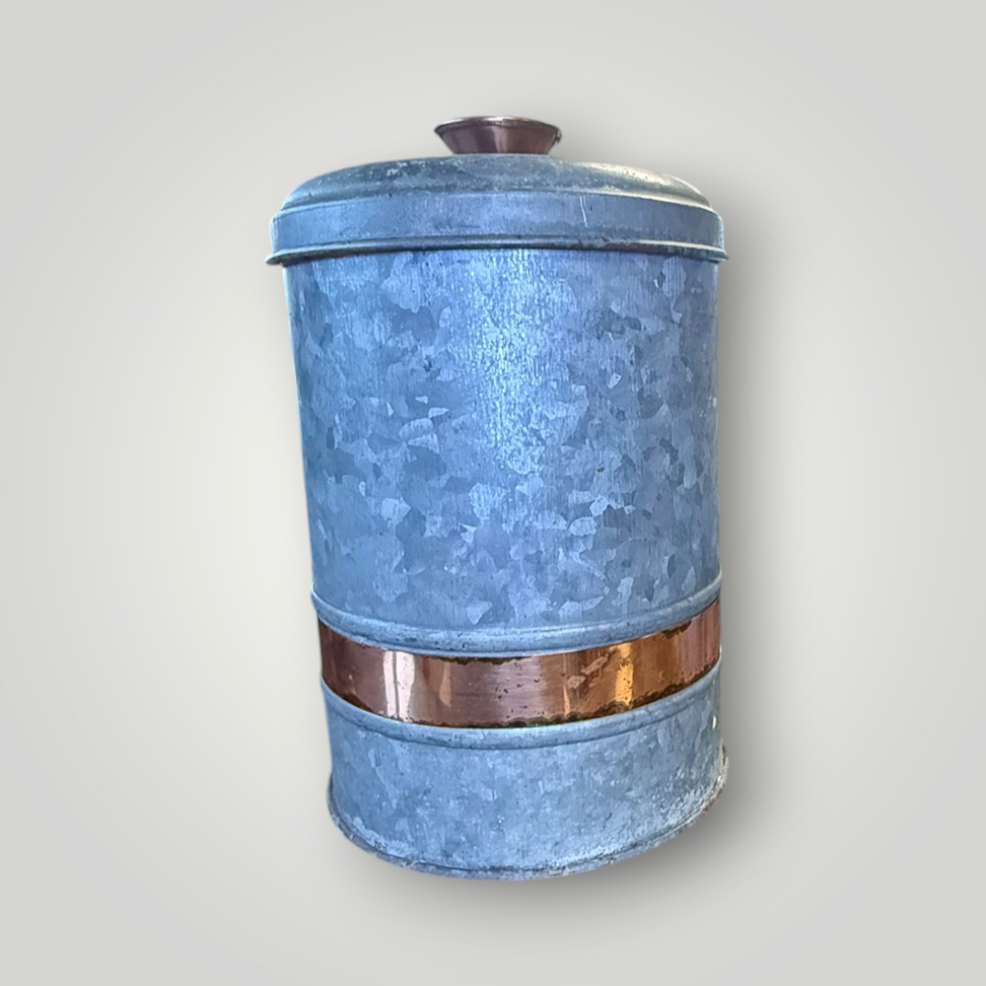 Galvanized Metal & Copper Accent Canister with Lid