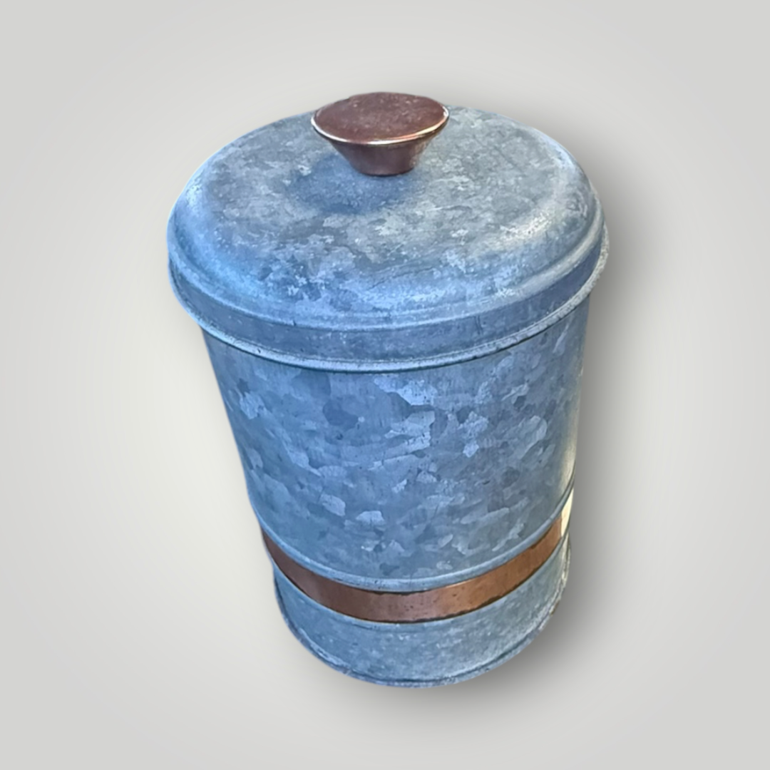 Galvanized Metal & Copper Accent Canister with Lid