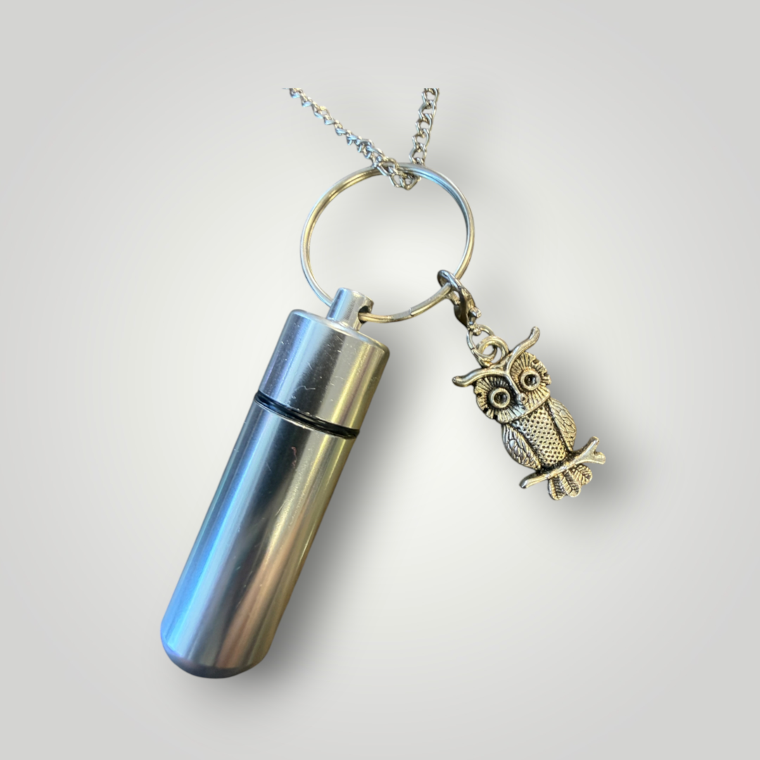Memorial Urn Necklace with Owl Charm