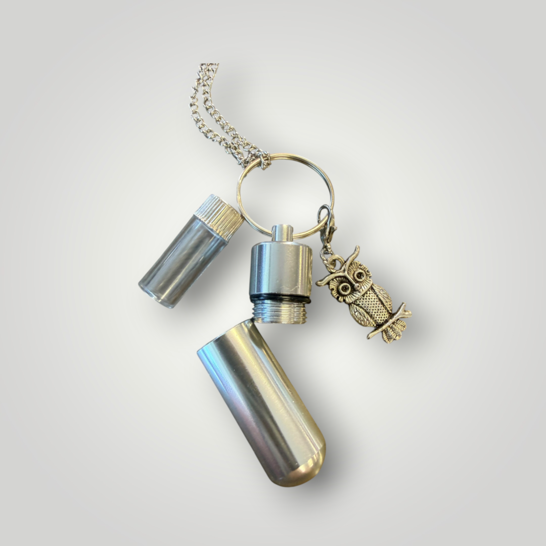 Memorial Urn Necklace with Owl Charm