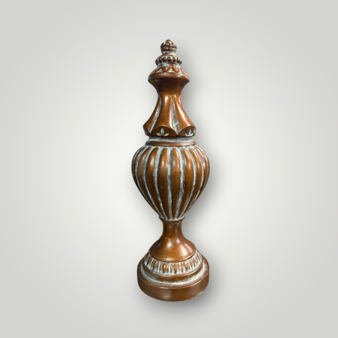 Ornate Brown & Distressed Cream Decorative Finial