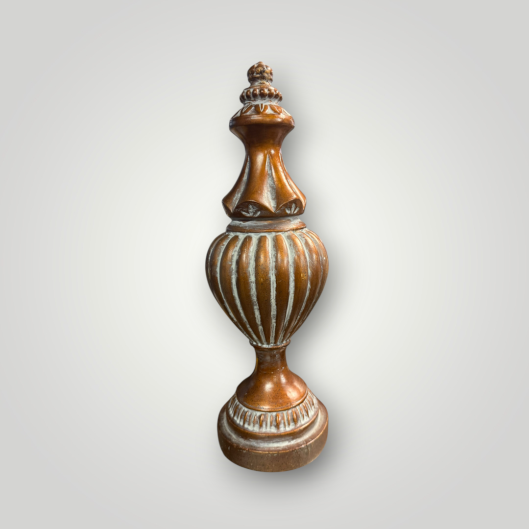 Ornate Brown & Distressed Cream Decorative Finial