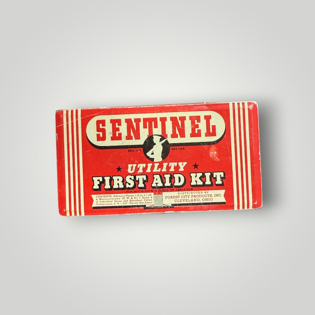 Vintage Sentinel Utility First Aid Kit Metal Tin