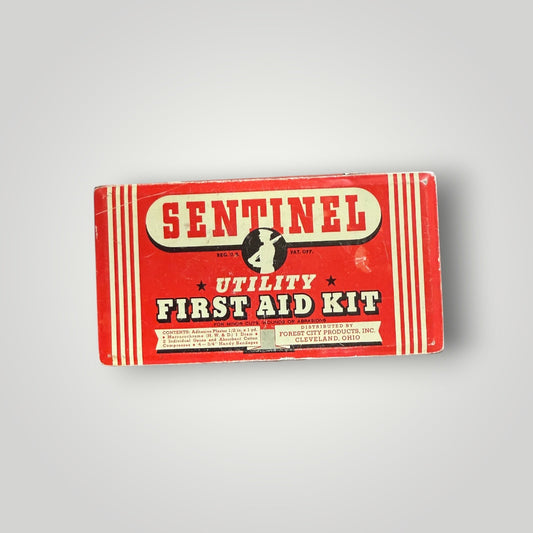 Vintage Sentinel Utility First Aid Kit Metal Tin