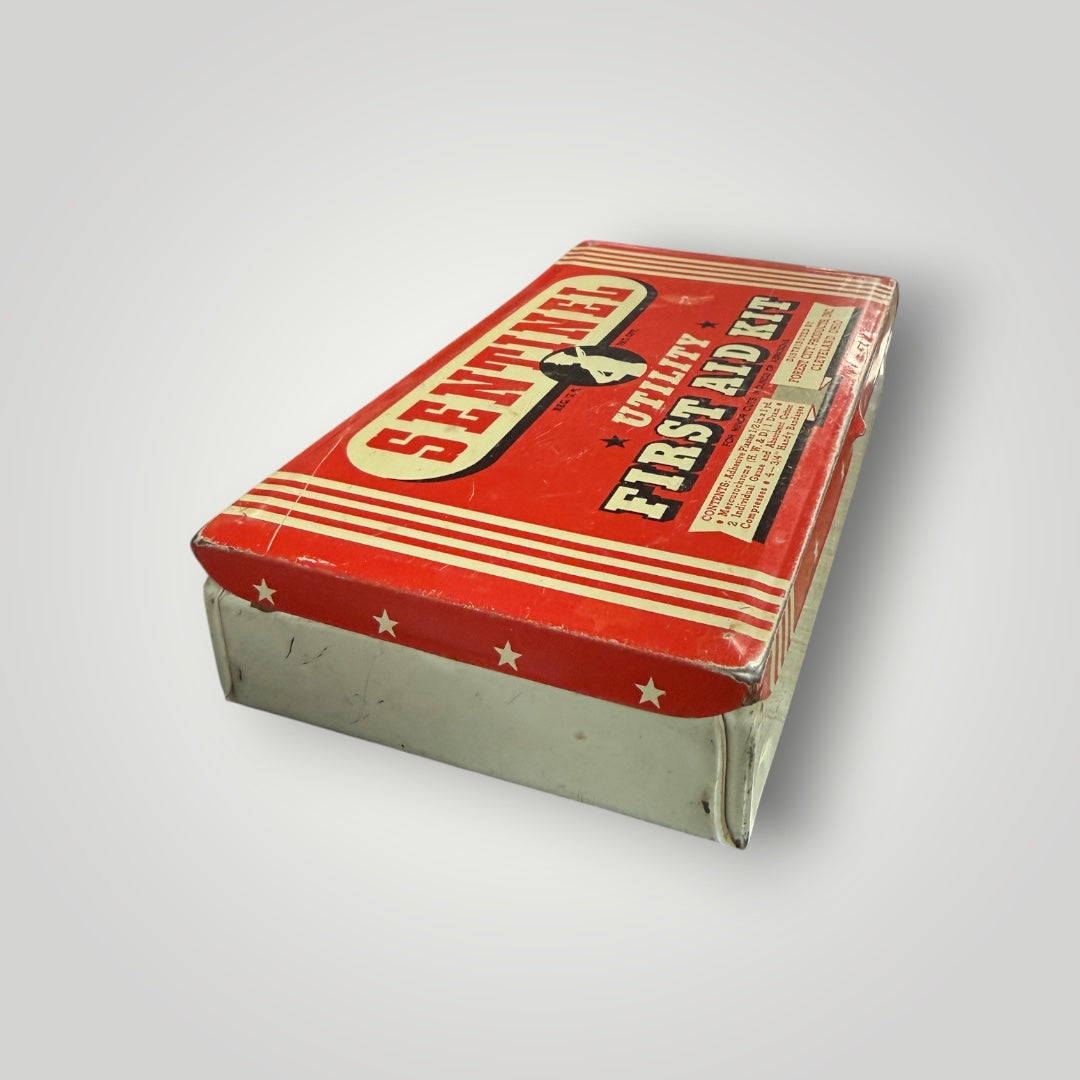 Vintage Sentinel Utility First Aid Kit Metal Tin
