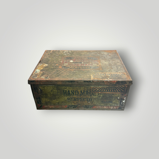 Antique Bayuk Philadelphia Hand Made Perfecto Cigar Tin — c. 1920s–1930s