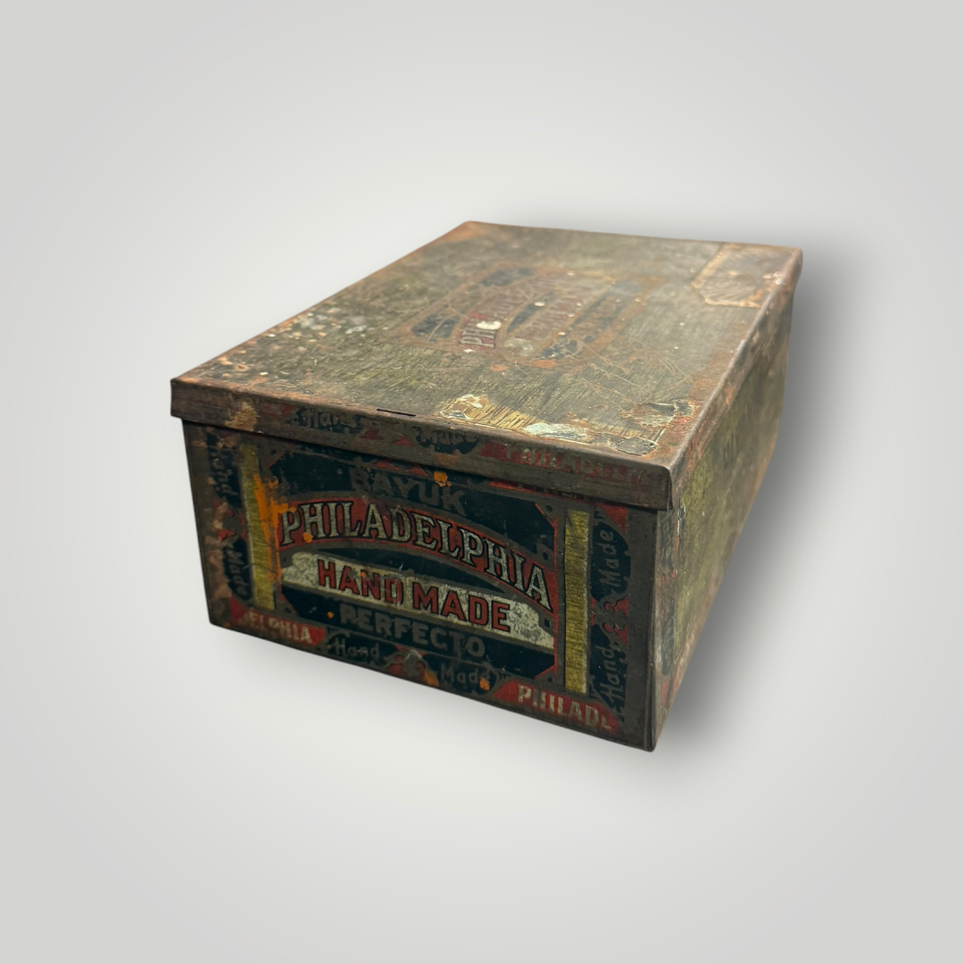 Antique Bayuk Philadelphia Hand Made Perfecto Cigar Tin — c. 1920s–1930s