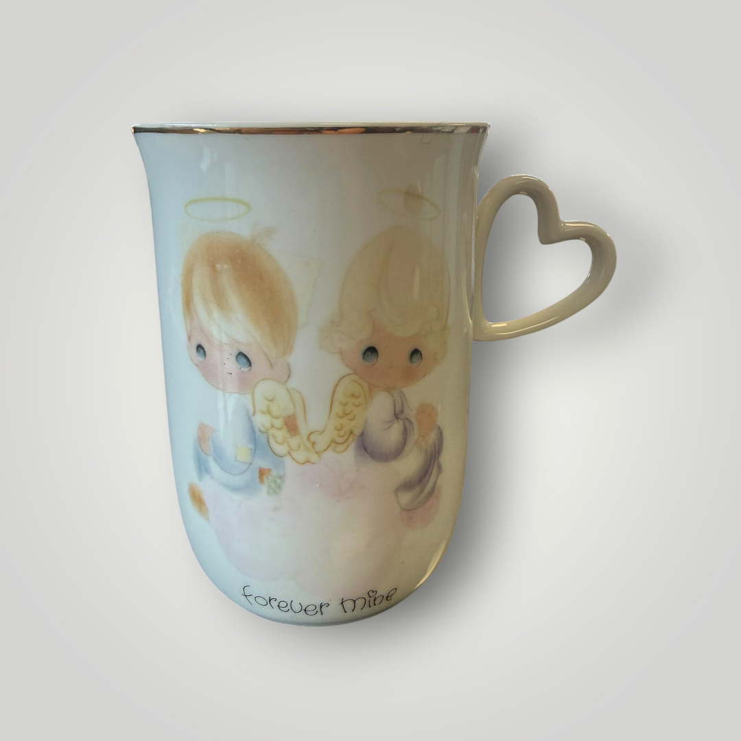 Vintage 1980 Precious Moments “Forever Mine” Heart Handle Mug