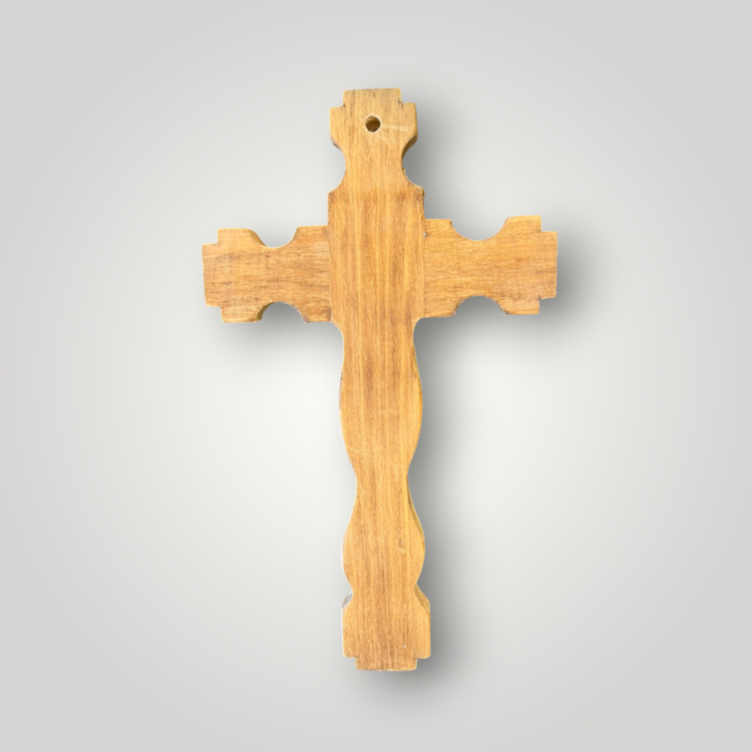 Wooden Wall Cross with Lace Angel