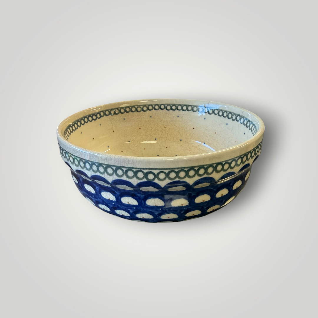 Bolesławiec Hand-Painted Polish Pottery Bowl – Blue & Green