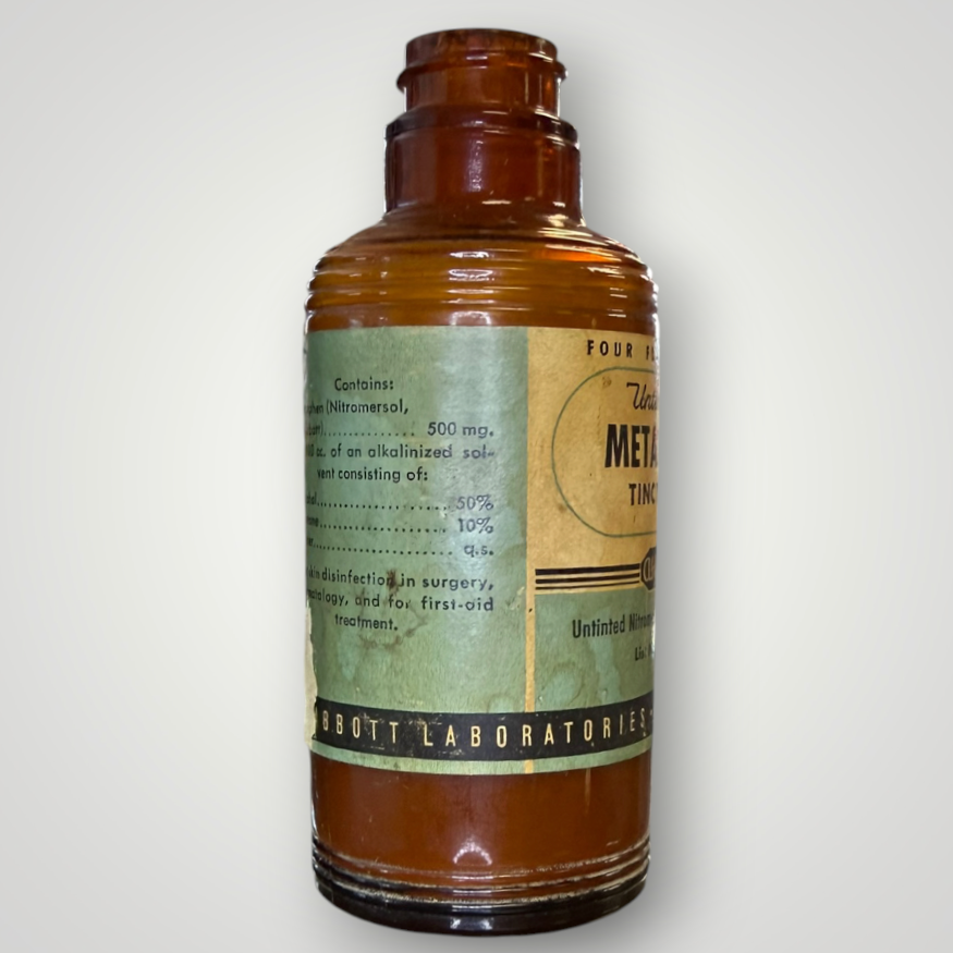 Vintage Abbott Metaphen Tincture Amber Medicine Bottle – Empty