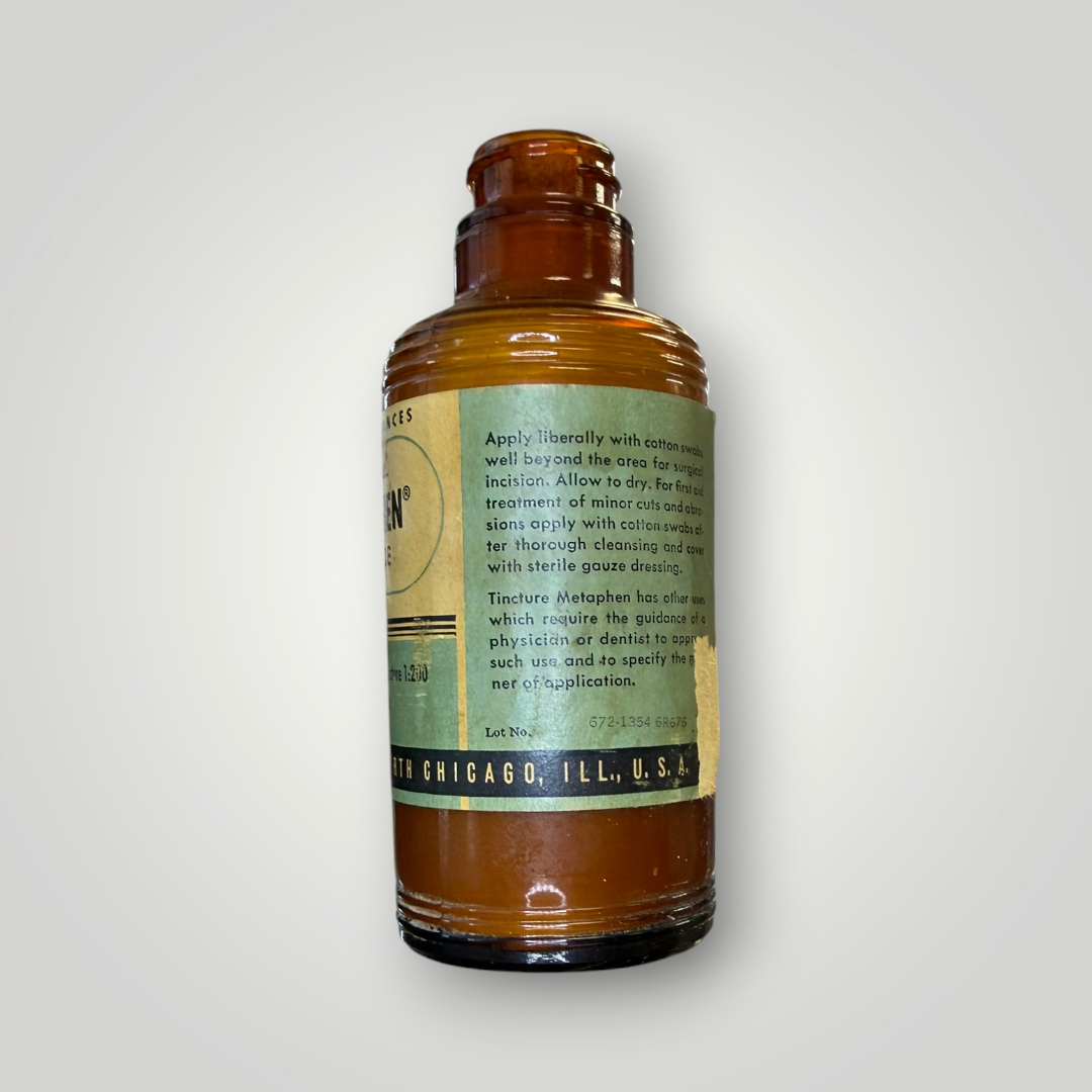 Vintage Abbott Metaphen Tincture Amber Medicine Bottle – Empty