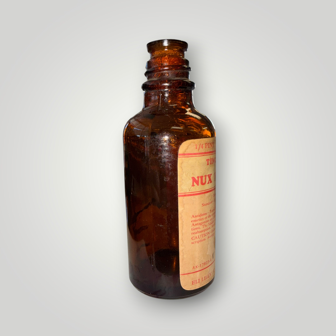 Vintage Eli Lilly Nux Vomica POISON Amber Medicine Bottle – Empty
