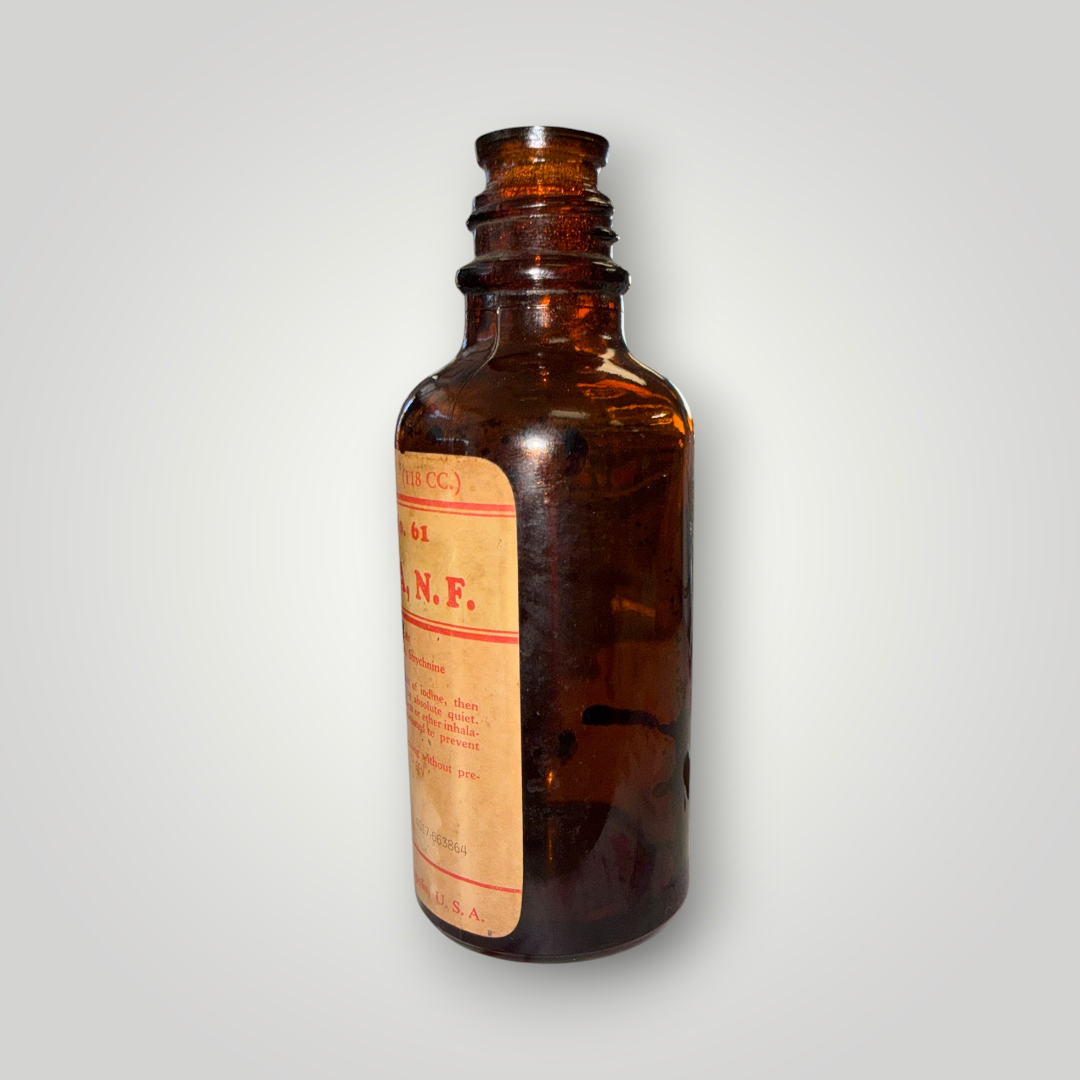 Vintage Eli Lilly Nux Vomica POISON Amber Medicine Bottle – Empty