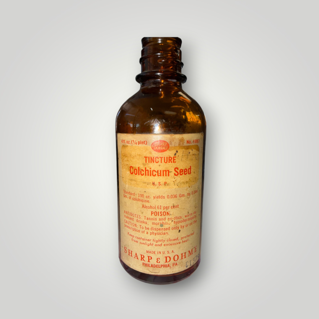 Vintage Sharp & Dohme Colchicum Seed POISON Amber Medicine Bottle – Empty