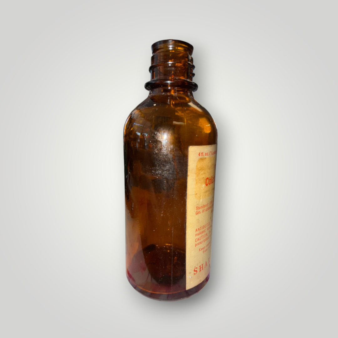 Vintage Sharp & Dohme Colchicum Seed POISON Amber Medicine Bottle – Empty